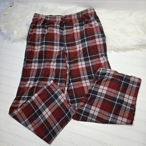 Cabela's Men’s Size XLT Pajama Pants Fleece Plaid Red Gray Black 100% Cotton EUC - Picture 1 of 9